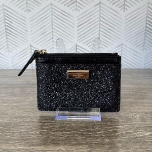 Kate Spade Black Sunset Lane Glitter Card Holder